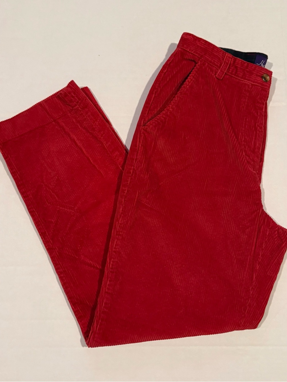 Vintage Hunt Club Women's High Rise Straight-Leg Corduroy Pants in Red